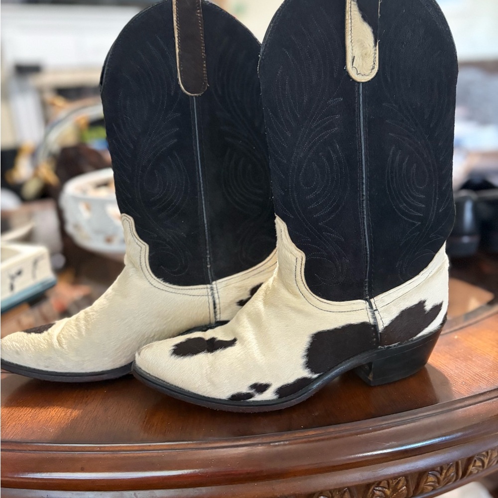 Vintage Suede and Cowhair Cowboy Boots